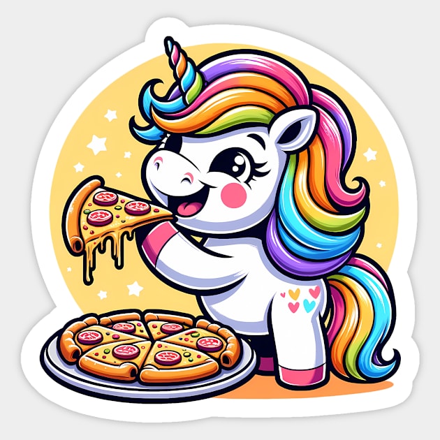 Pizza Unicorn Lover, Love Eating Pizza Sticker by logiamerch